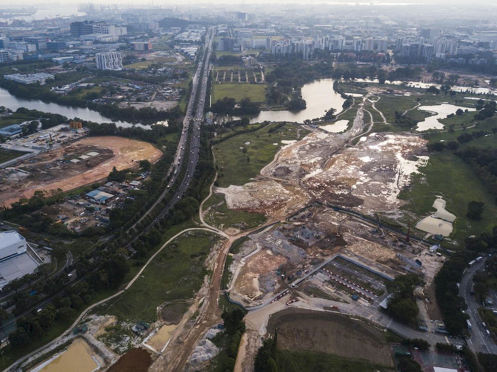 An aerial view of construction site of the Kuala Lumpur-Singapore High Speed Rail terminus in Jurong East taken on Sept 5, 2018. u00e2u20acu201d TODAY pic