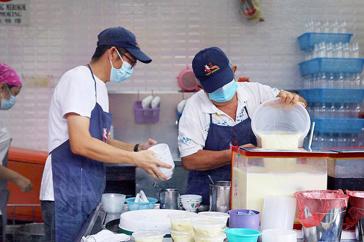 A fresh batch of soy milk at Funny Mountain Soya Bean.