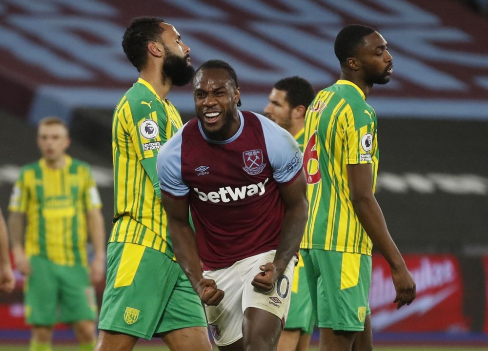 West Ham United's Michail Antonio celebrates scoring against West Brom at the London Stadium January 19, 2021. u00e2u20acu201d Reuters pic