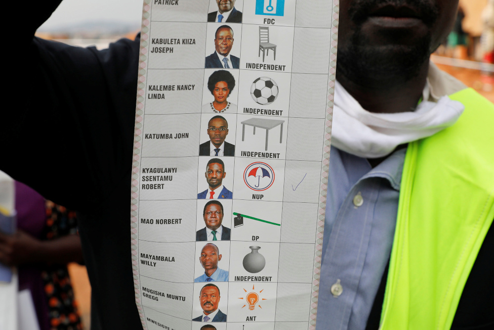 An election official shows a ballot after polling stations closed during the presidential elections in Kampala, Uganda, January 14, 2021. u00e2u20acu201d Reuters pic 