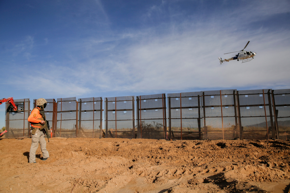 A helicopter of the US Customs and Border Protection flies over the construction site where a border fence is being removed, which will be replaced by a new section of the border wall in Sunland Park, New Mexico, US, January 8, 2021. u00e2u20acu201d Reuters pic 