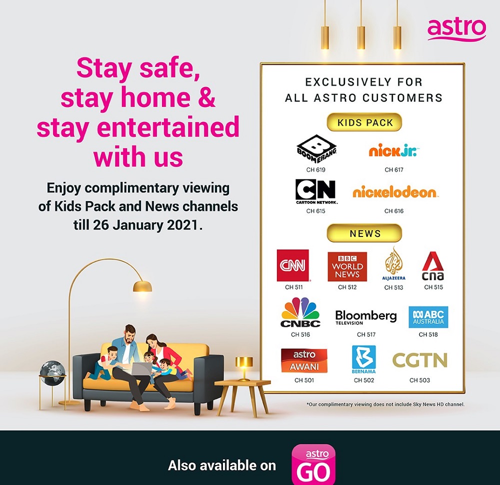Keep entertained and informed with news and kids channels throughout the MCO and CMCO. u00e2u20acu2022 Picture courtesy of Astro Malaysia