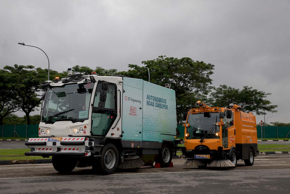 The Autonomous Environmental Service Vehicles by ST Engineering (left) and Nanyang Technological University at NTUu00e2u20acu2122s Centre of Excellence for Testing & Research of Autonomous Vehicles on Jan 13, 2021. u00e2u20acu201d TODAY pic