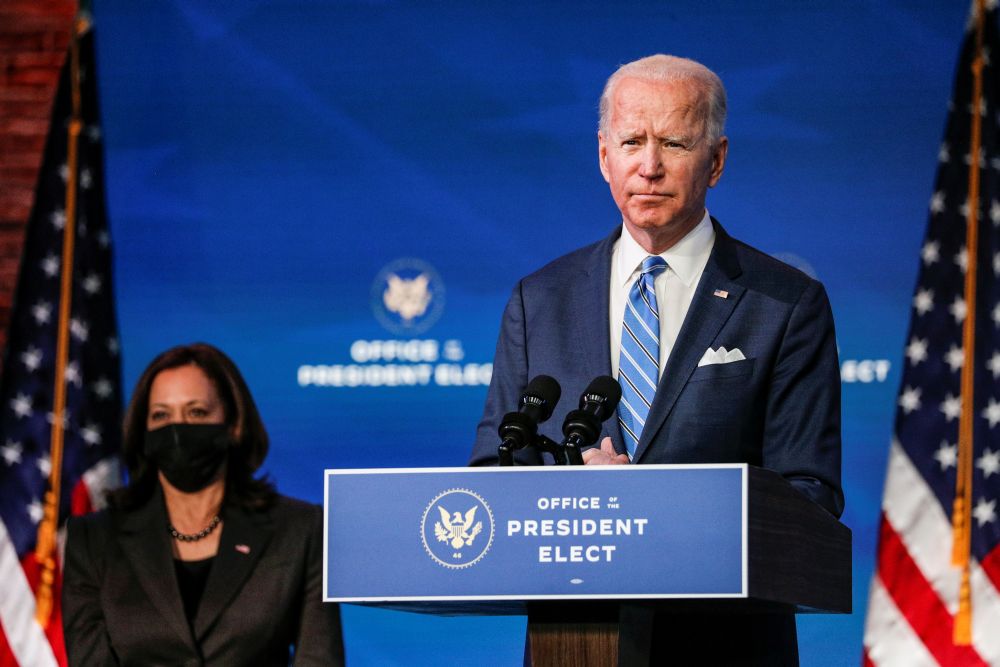 US President-elect Joe Biden delivers remarks during a televised speech on the current economic and health crises at The Queen Theatre in Wilmington, Delaware January 14, 2021. u00e2u20acu201d Reuters picnn
