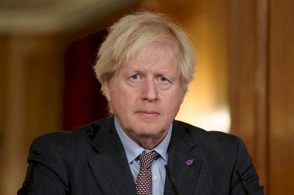Britainu00e2u20acu2122s Prime Minister Boris Johnson leads a virtual news conference on the Covid-19 pandemic inside 10 Downing Street in London, Britain January 27, 2021. u00e2u20acu201d Geoff Pugh/Pool via Reuters
