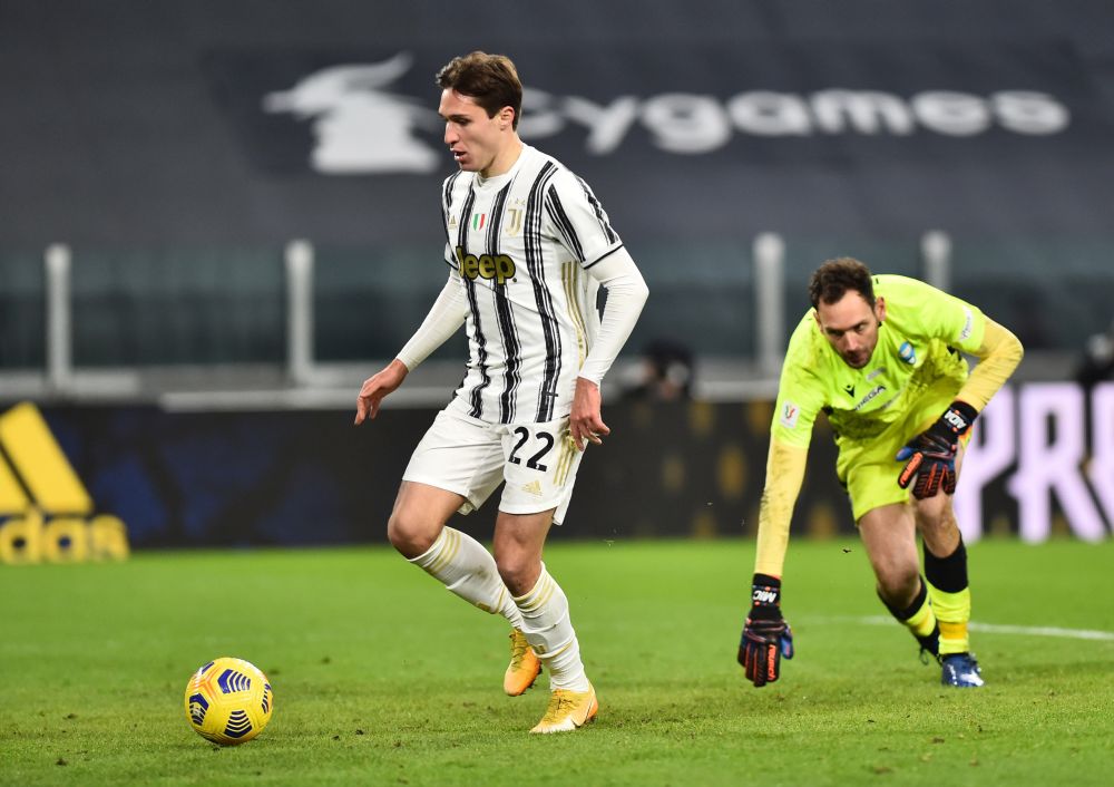 Juventus' Federico Chiesa scores their fourth goal against SPAL at the Allianz Stadium, Turin January 27, 2021. u00e2u20acu201d Reuters picn