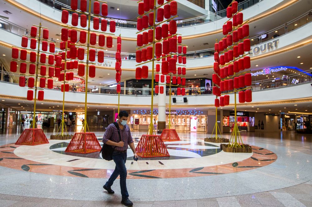 Chinese New Year decorations at the Mid Valley Megamall in Kuala Lumpur January 21, 2021. u00e2u20acu201d Picture by Firdaus Latif