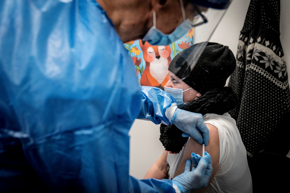 Jeanett Andersen is vaccinated in the new Covid-19 vaccination centre which has opened at Slagelse Hospital, in Slagelse, Denmark, January 7, 2021. u00e2u20acu201d AFP pic 