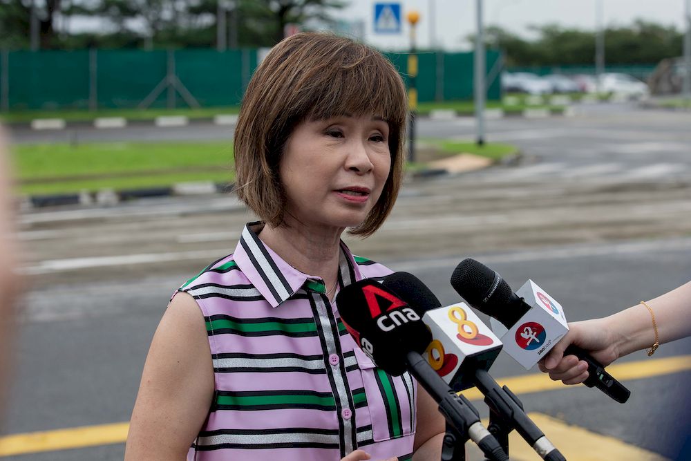 Minister for Sustainability and the Environment Ministry of Transport, Dr Amy Khor speaking to the press at NTU’s Centre of Excellence for Testing & Research of Autonomous Vehicles on Jan 13, 2021. — TODAY pic