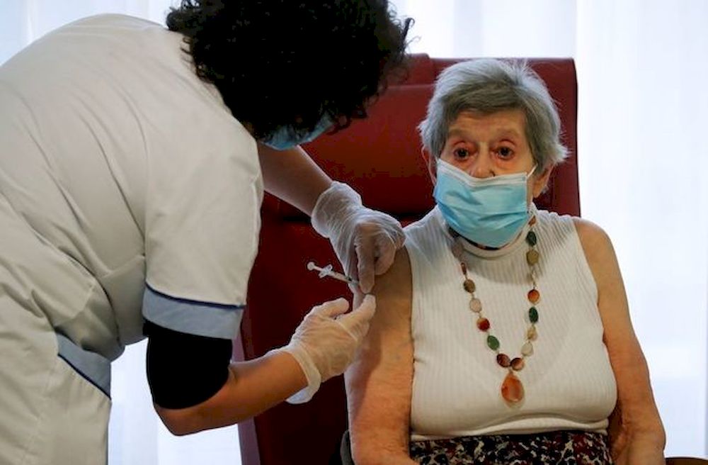 Yvette Lornay, 91, receives a dose of the Pfizer-BioNTech Covid-19 vaccine at the Hector Berlioz EHPAD (care homes for elderly people) as France begins vaccination against the coronavirus disease in Bobigny, France, December 30, 2020. u00e2u20acu201d Reuters pic