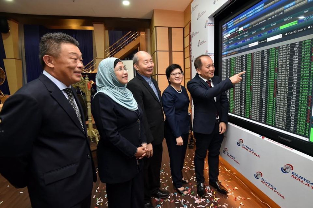 Tan Eng Kee (right) during Greatech Technology Berhadu00e2u20acu2122s listing on the ACE market of Bursa Malaysia June 13, 2019. u00e2u20acu201d Picture from Facebook/ Greatech Technology Berhad