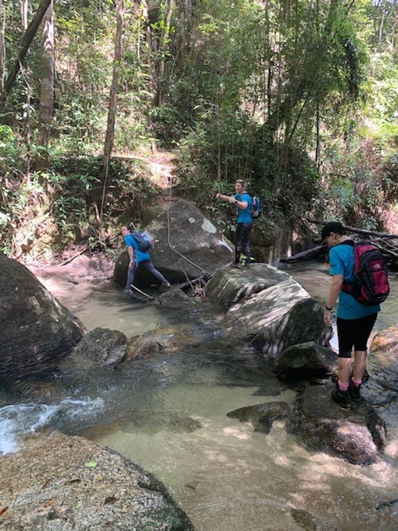 Crossing a river near Batu Ferringhi. — Picture courtesy of Rebecca Roberts