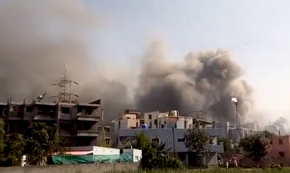 Five people have died in the fire at the Serum Institute of India in Pune. u00e2u20acu201d Video screengrab via Twitter