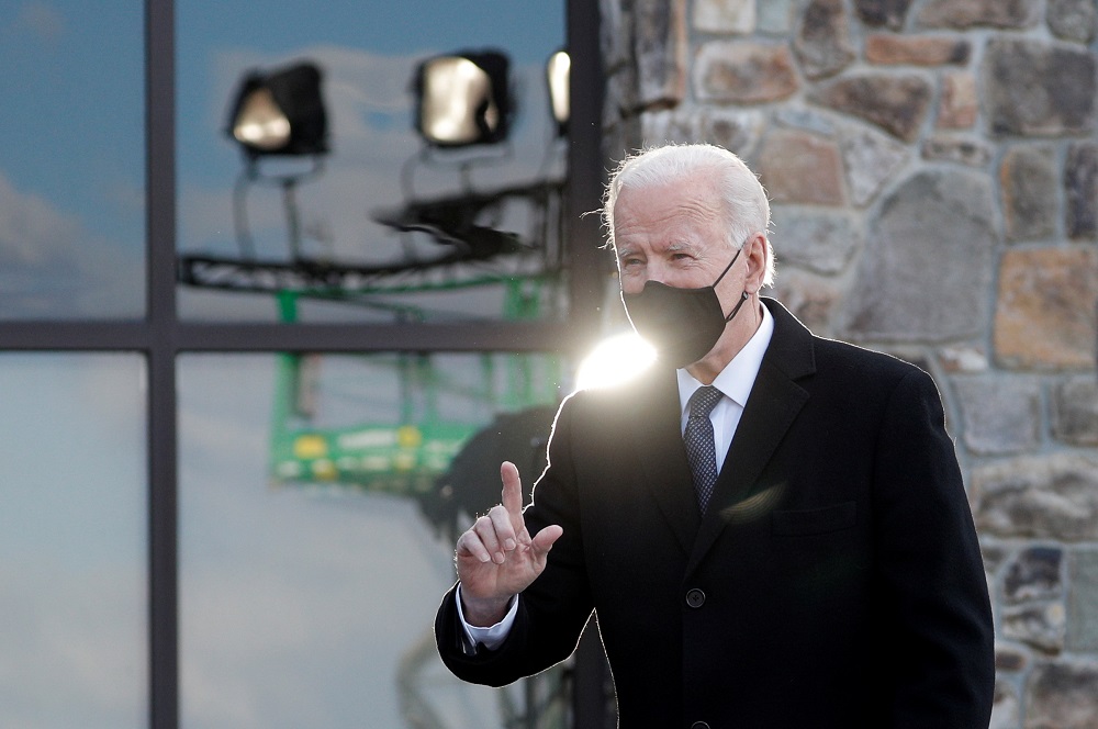 US President-elect Joe Biden arrives to speak during an event at Major Joseph R. u00e2u20acu02dcBeauu00e2u20acu2122 Biden III National Guard/Reserve Center at New Castle County Airport in New Castle, Delaware January 19, 2021. u00e2u20acu2022 Reuters pic