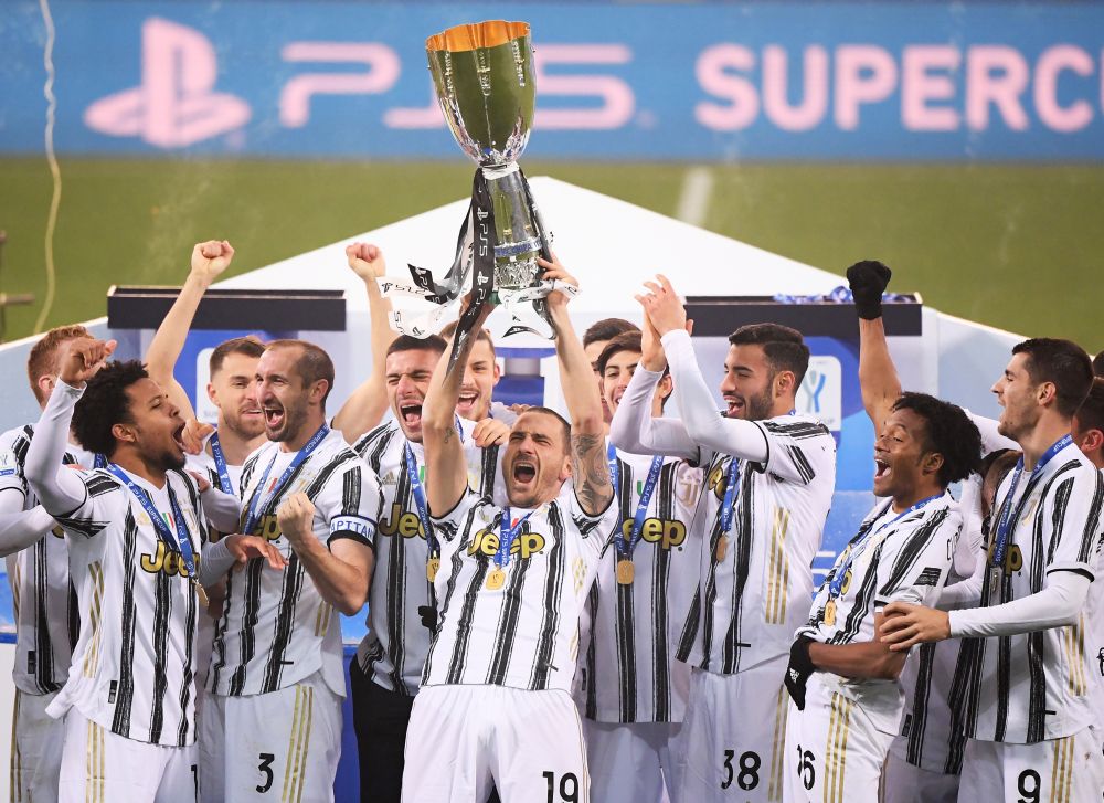 Juventus celebrate winning the Italian Super Cup  at the Mapei Stadium January 20, 2021. u00e2u20acu201d Reuters pic