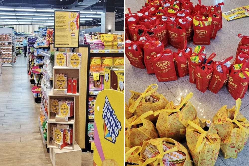 Buy a box of aid at one of the supermarkets collaborating with Kuching Food Aid and they will pack the food essentials ready for volunteers to collect and send to a family in need.