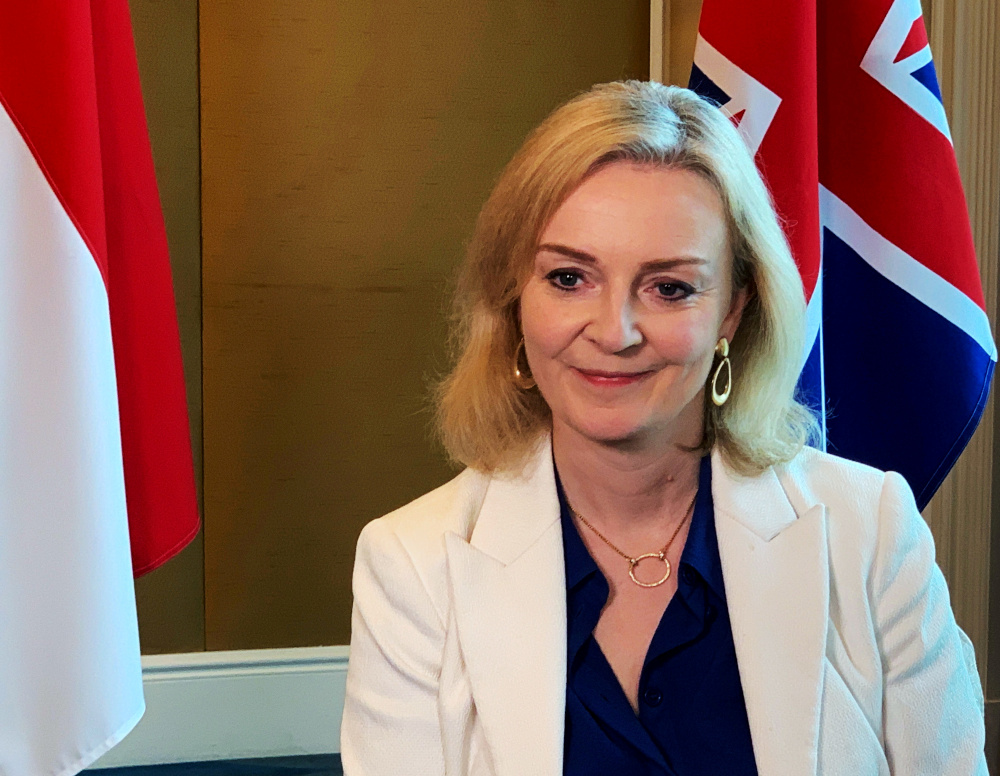 British trade minister Liz Truss speaks to Reuters after signing a free trade agreement with Singapore, in Singapore, December 10, 2020. u00e2u20acu201d Reuters picnn