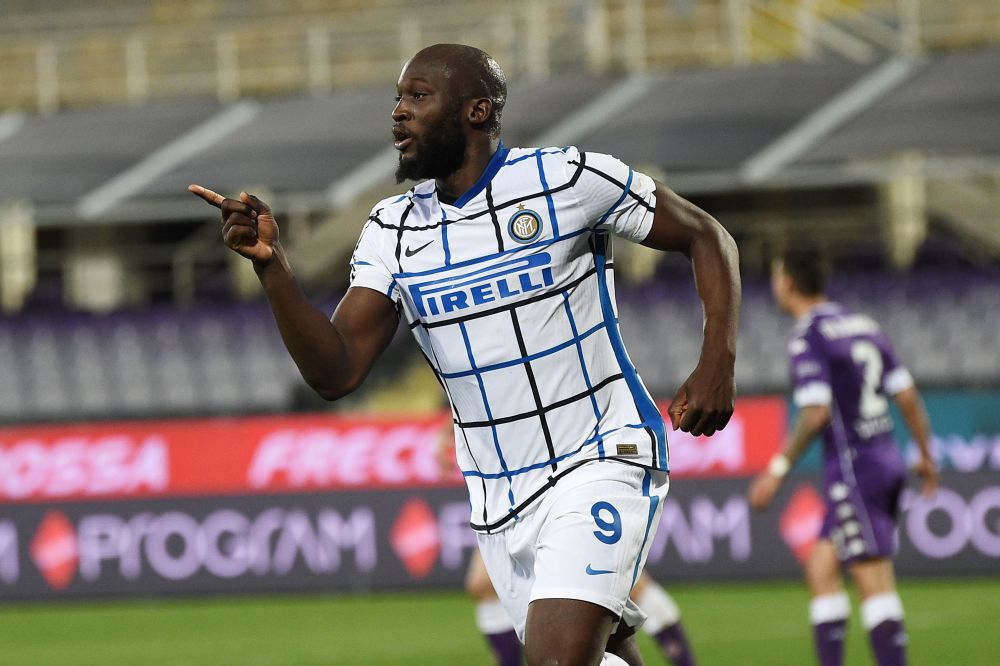 Romelu Lukaku celebrates scoring against Fiorentina during the Coppa Italia match in Florence January 13 2021. u00e2u20acu201d Reuters picnn