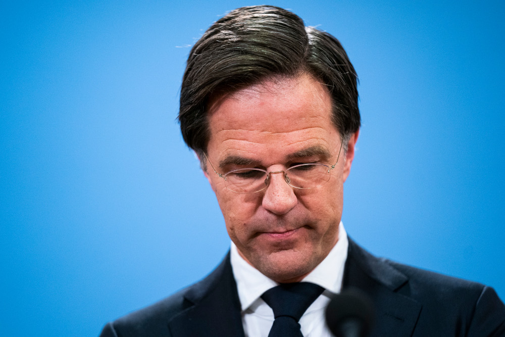 Dutch resigning Prime Minister Mark Rutte gives a press conference in The Hague, January 15, 2021, after the resignation of the cabinet due to the childcare allowance affair. u00e2u20acu201d AFP pic