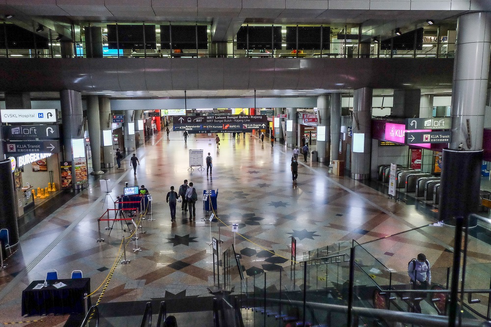 A general view of KL Sentral on Day 1 of the movement control order (MCO) in Kuala Lumpur January 13, 2021. u00e2u20acu2022 Picture by Yusof Mat Isa