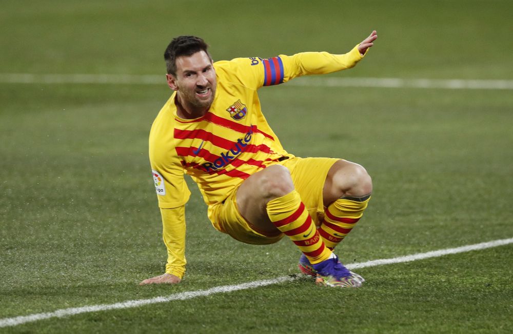 Barcelona's Lionel Messi reacts during the match against Huesca at Estadio El Alcoraz, Huesca  January 3, 2021. u00e2u20acu201d Reuters pic