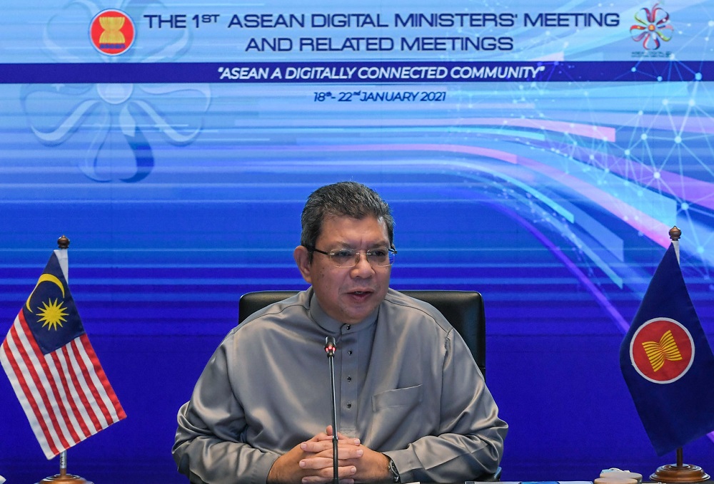 Communications and Multimedia Minister Datuk Saifuddin Abdullah speaks during a press conference  after the closing ceremony of the first Asean Digital Ministers Meeting in Kuala Lumpur January 21, 2021. u00e2u20acu2022 Bernama pic