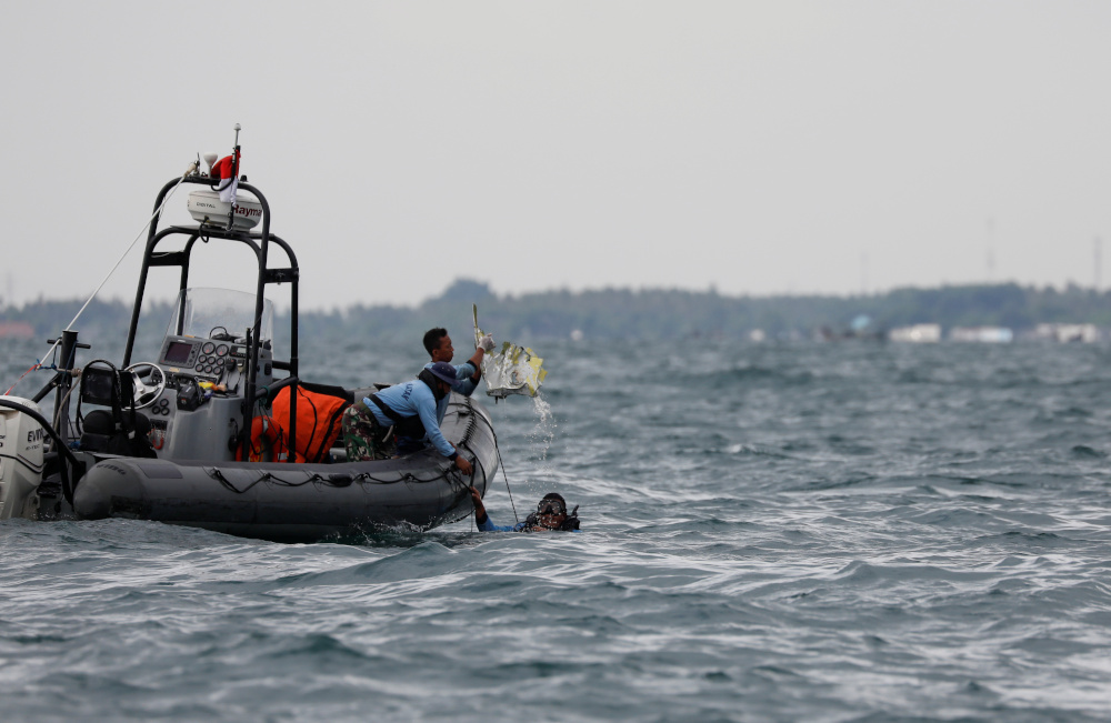 Indonesian navy personnel participate in the search and rescue operation for the Sriwijaya Air flight SJ 182, at the sea off the Jakarta coast, Indonesia, January 12, 2021. u00e2u20acu201d Reuters pic 