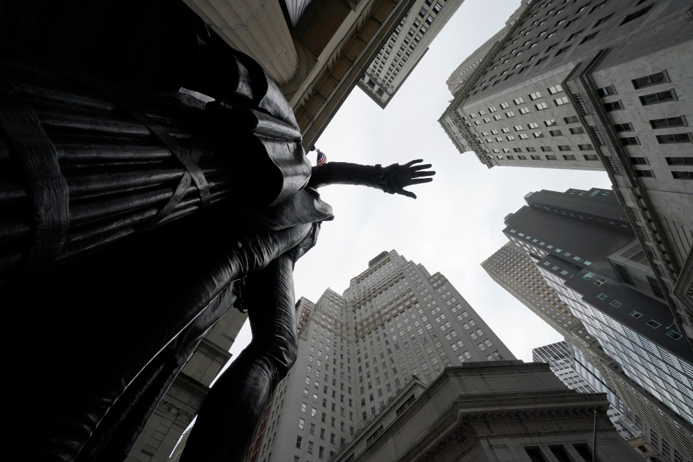 The George Washington Statue at the Federal Hall National Memorial on Wall Street across the New York Stock Exchange January 27, 2021. u00e2u20acu201d AFP pic 
