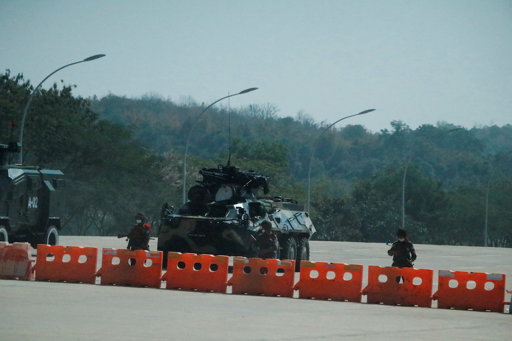 Myanmar's military checkpoint is seen on the way to the congress compound in Naypyitaw, Myanmar February 1, 2021. u00e2u20acu201d Reuters pic