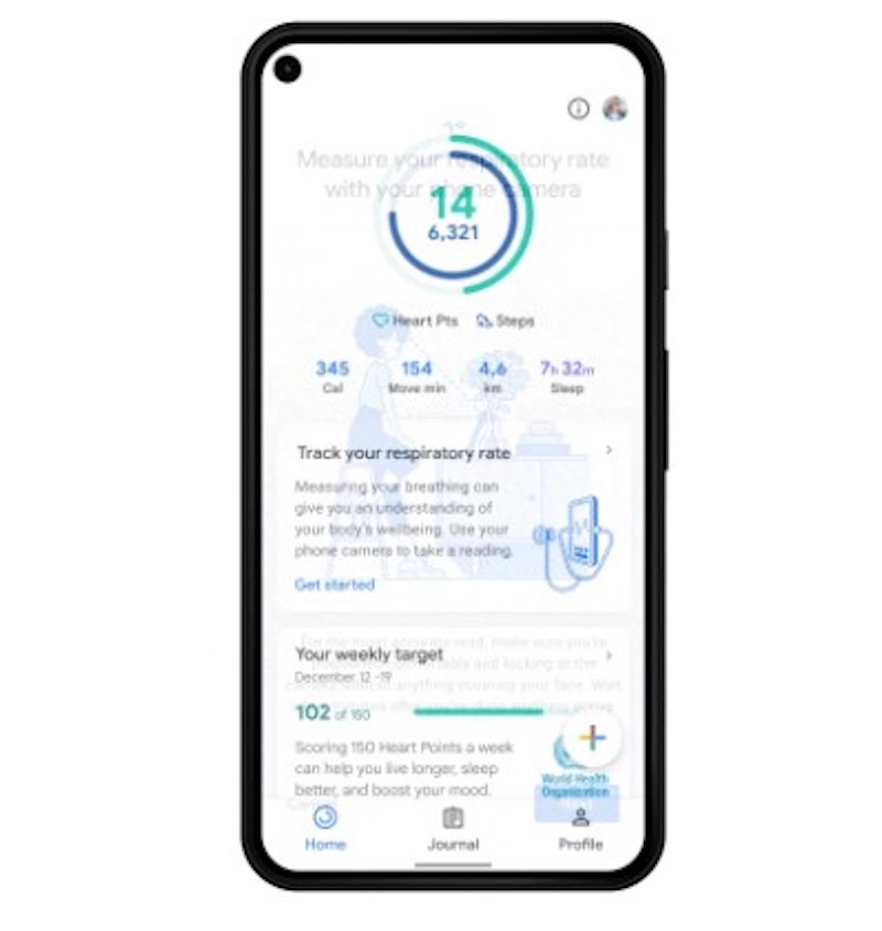 Googleu00e2u20acu2122s upgraded fitness app uses smartphone camera capabilities to measure respiration and heart rate. u00e2u20acu201d Picture courtesy of Google