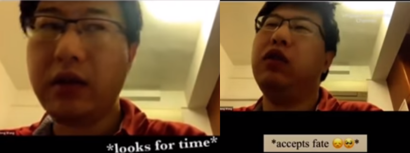 Wang looking dejected after his students told him what happened. — Screenshot via Youtube/Singapore Incidents