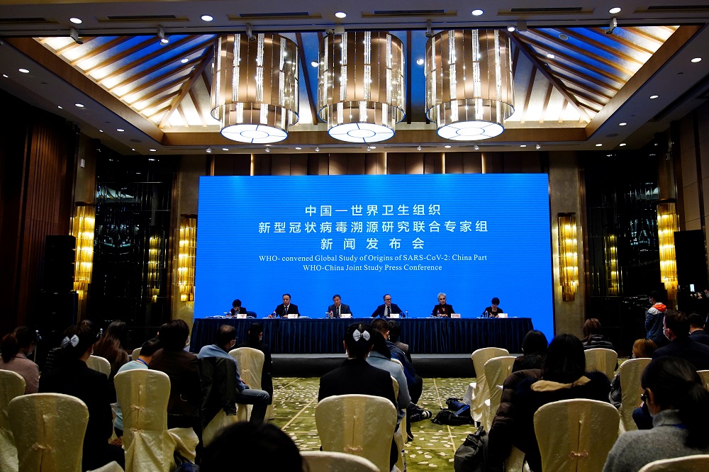 Journalists attend the WHO-China joint study news conference on the study of origins of the coronavirus disease, at a hotel in Wuhan February 9, 2021. u00e2u20acu201d Reuters pic