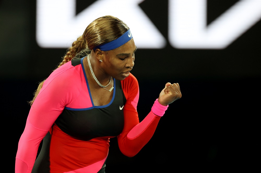 Serena Williams of the US reacts during her quarter final match against Romaniau00e2u20acu2122s Simona Halep at the Australian Open in Melbourne February 16, 2021. u00e2u20acu201d Reuters pic