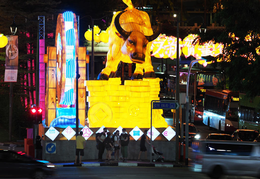 The Chinese New Year light-up along New Bridge Road January 24, 2021. u00e2u20acu201d Picture by Raj Nadarajan/TODAY