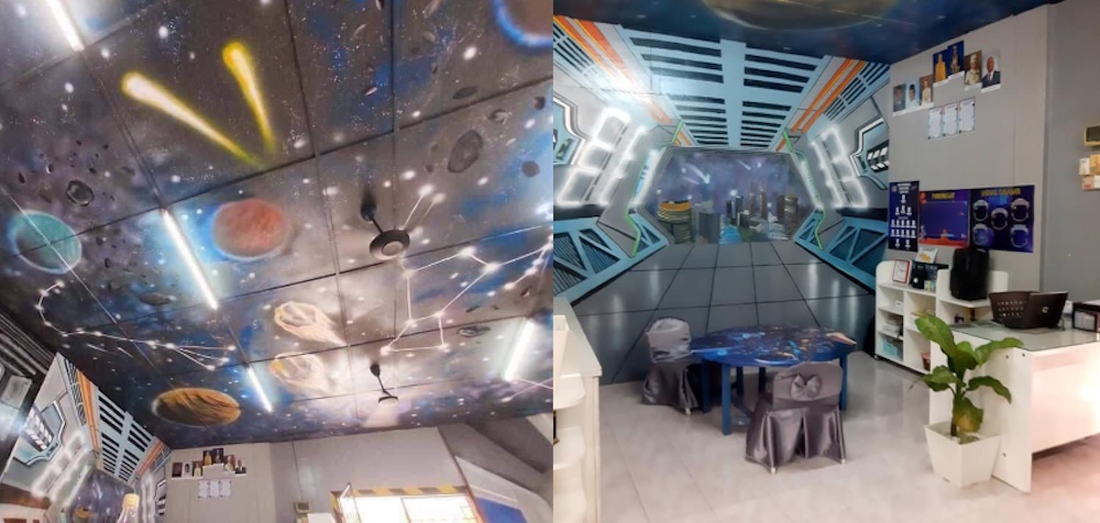 The entire kindergarten, from the walls to the ceiling, was painted to look like the inside of a spaceship. u00e2u20acu201d Picture via Facebook/Cikgu Farra