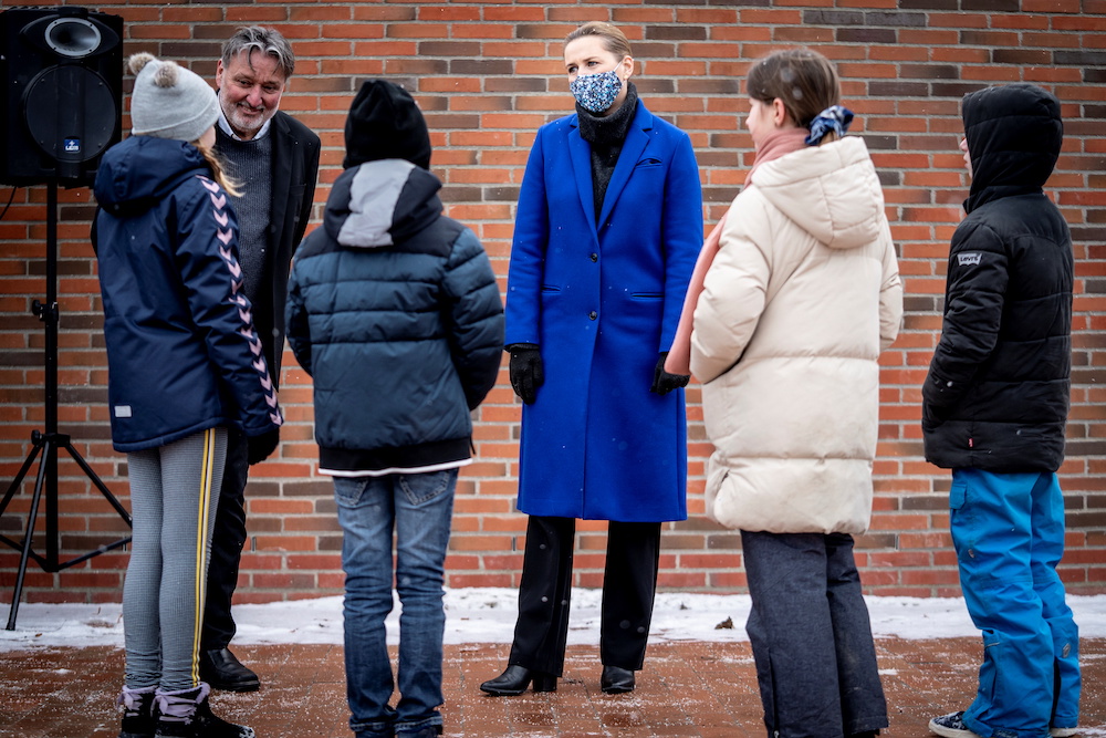 Pupils are welcomed by Denmark's Prime Minister Mette Frederiksen as schools reopen after lockdown due to the coronavirus disease (Covid-19) outbreak at Allerslev Skole in Lejre on the island of Sealand, Denmark February 8, 2021. u00e2u20acu201d Reuters pic 