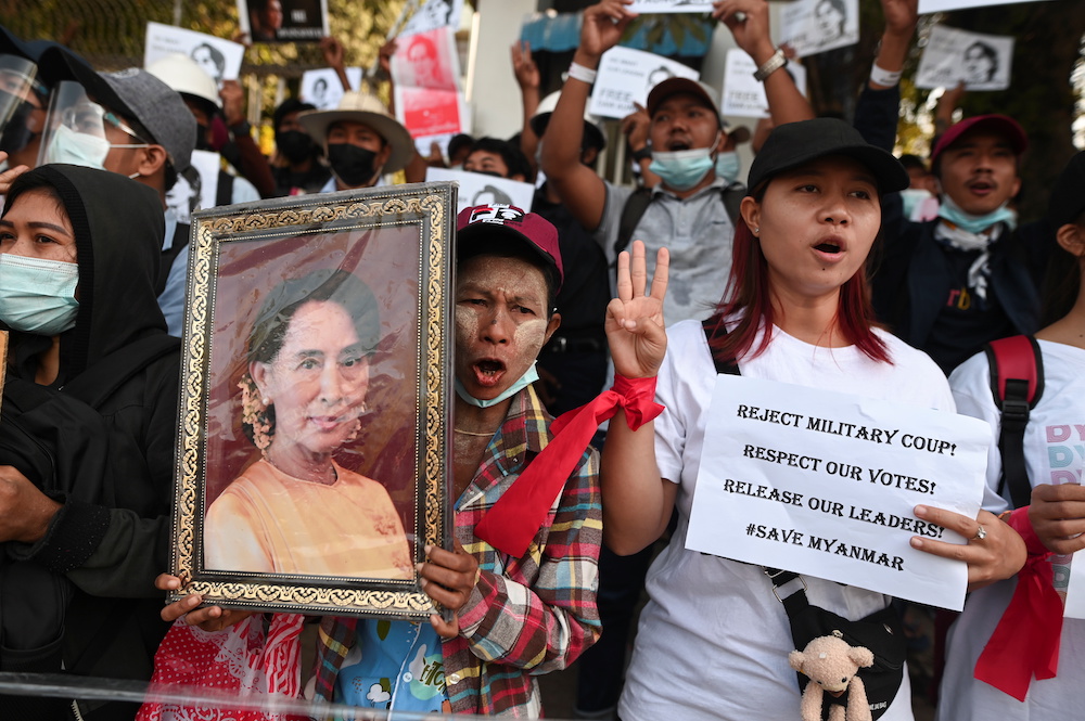 People rally against the military coup and to demand the release of elected leader Aung San Suu Kyi, in Yangon, Myanmar, February 9, 2021. u00e2u20acu201d Reuters pic