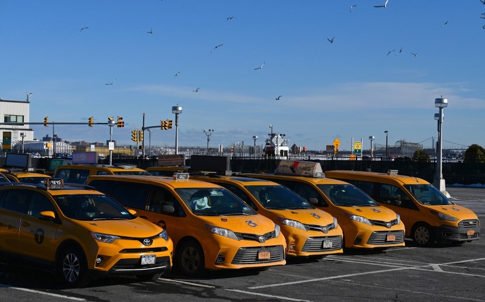 Yellow cab taxis are parked at LaGuardia Airport in New York February 4, 2021. u00e2u20acu201d AFP pic