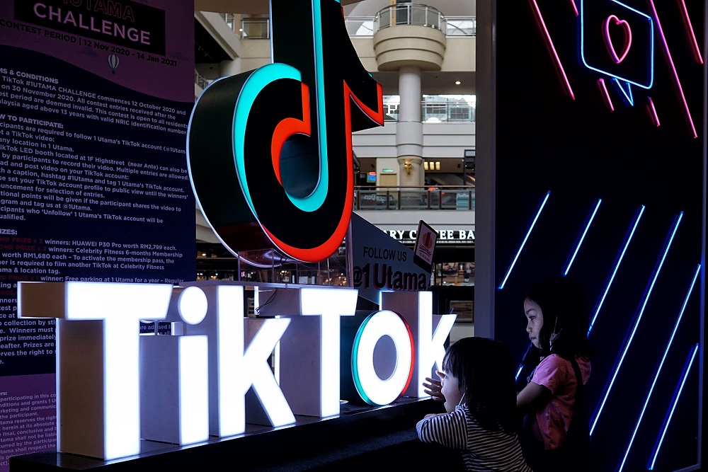 TikToku00e2u20acu2122s logo is pictured inside a shopping mall in Petaling Jaya February 16, 2021. u00e2u20acu201d Picture by Ahmad Zamzahuri