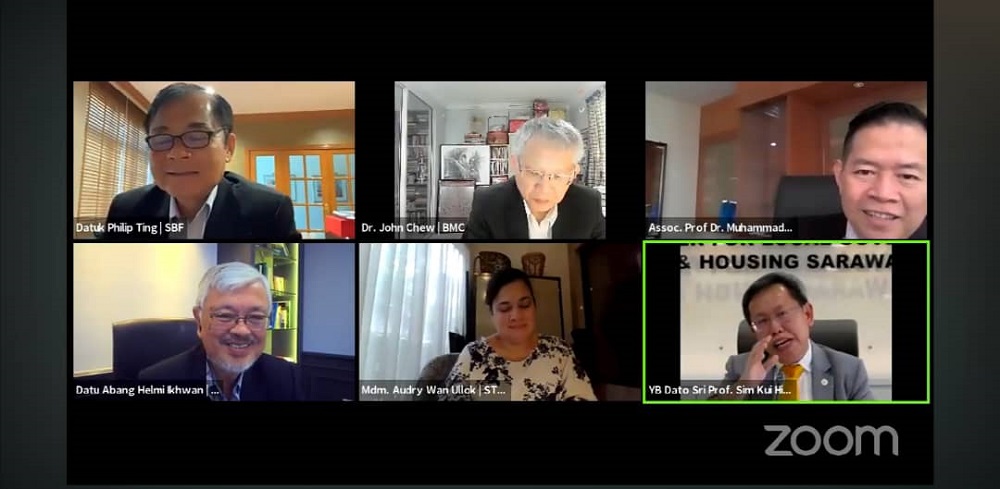 Dr Sim (bottom right) speaking during the webinar. u00e2u20acu201d Borneo Post Online pic