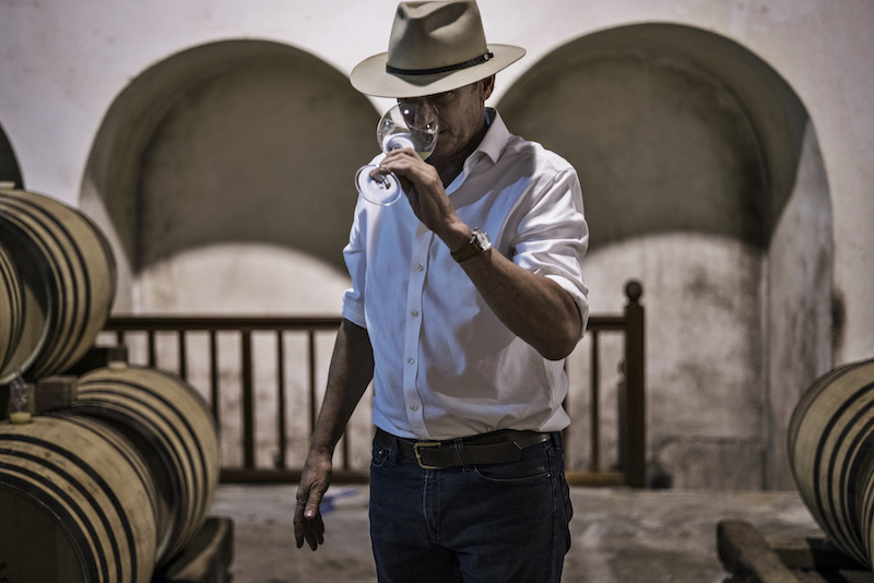 South African wine maker Anthony Hamilton Russell samples a young Chardonnay inside his barrel room at his 52 hectares wine farm in Hemel en Aarde February 23, 2021. u00e2u20acu201d AFP pic