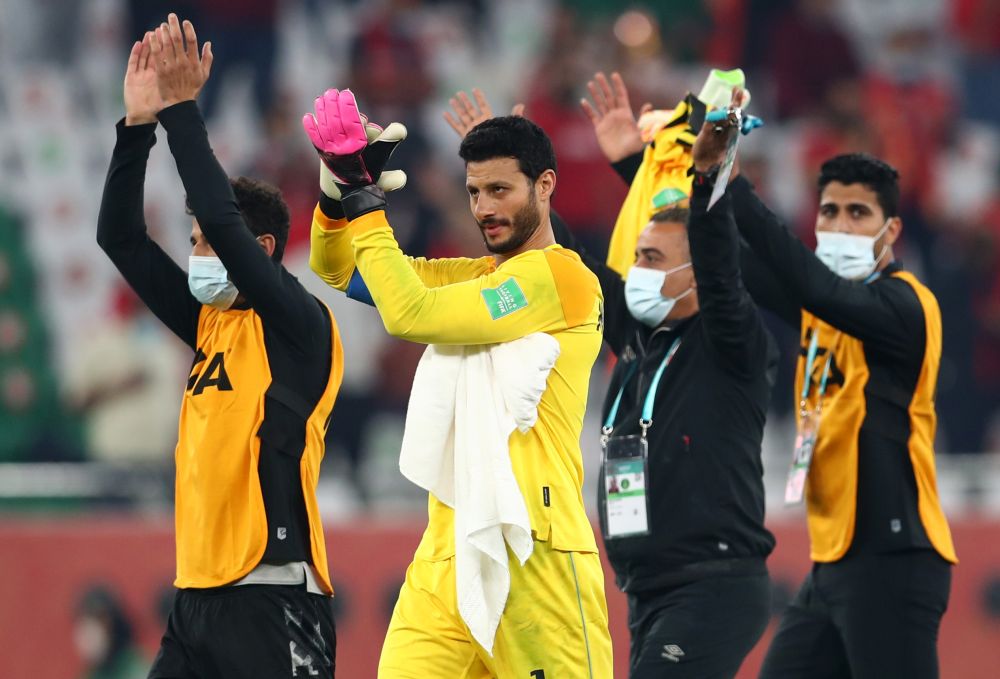 Al Ahly's Mohamed Elshenawy celebrates after the match against Al Duhail at the Education City Stadium, Al Rayyan February 4, 2021. u00e2u20acu201d Reuters pic