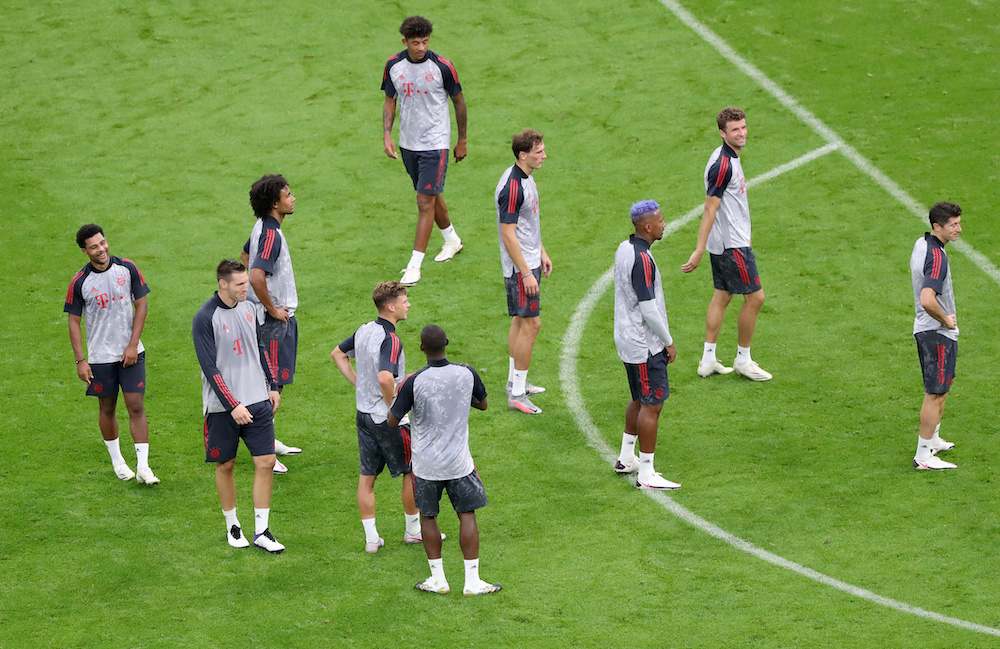File photo of Bayern Munich players during training at the Puskas Arena in Budapest, Hungary, September 23, 2020. u00e2u20acu2022 Reuters picnn