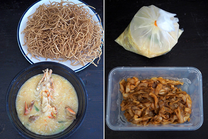 For the freshwater prawns noodles, the sauce is placed in a bowl with the halved prawn that you can pour over the crispy noodles (left). The noodles have a lovely deep, smoky flavour from the hot wok that pairs well with the gravy with beef slices (right) 