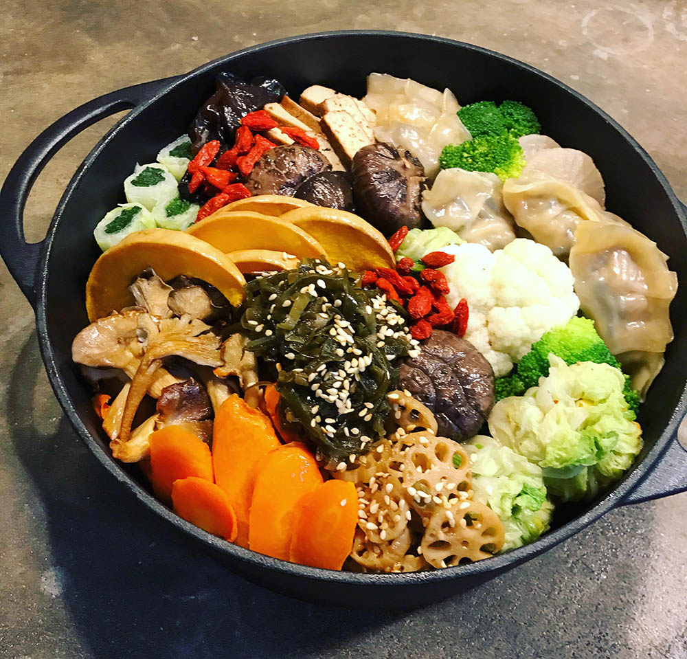 If you're ON a plant based diet, celebrate the festivities with Ivshi.urbanomad's organic 'poon choy' that is filled with organic vegetables, mushrooms, goji berries, beancurd and wakame. — Picture by lvshi.urbanomad