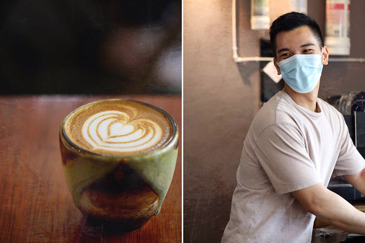 Beautiful latte art made by baristas who smile with their eyes.