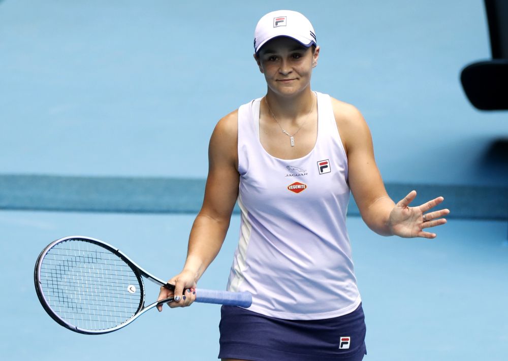 Australia's Ashleigh Barty celebrates after winning her second round match against Australia's Daria Gavrilova at Melbourne Park February 11, 2021. u00e2u20acu201d Reuters pic