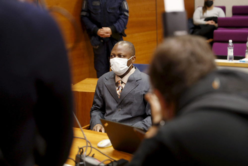 In this file photograph taken February 3, 2021, Sierra Leonean national Gibril Massaquoi attends the first day of his trial at The Pirkanmaa District Court in Tampere, Finland. u00e2u20acu201d AFP pic 