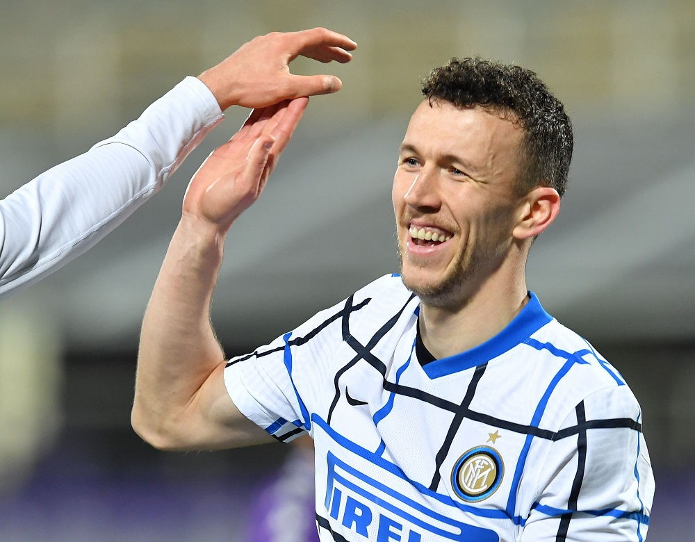 Inter Milan's Ivan Perisic celebrates after scoring the second goal against Fiorentina February 6, 2021. u00e2u20acu2022 Reuters pic