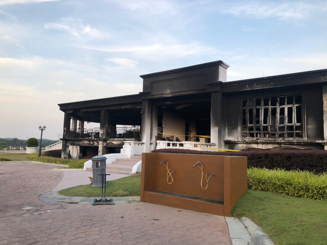 Soot marks are seen enveloping the interior and exterior ceiling and walls of the Golfers Terrace. u00e2u20acu2022 Picture via social media